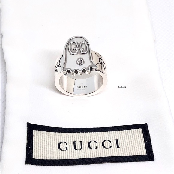 New Authentic GUCCI GHOST GG Sterling Silver Ring - Picture 4 of 11